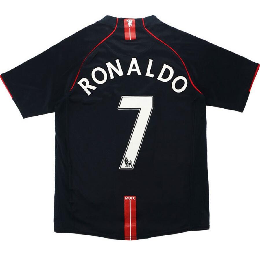 2007-08 Manchester United Retro Third Away Black Soccer Jersey Shirt Ronaldo #7